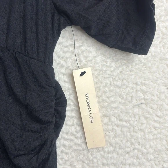 NWT Kiyonna Womens Black V Neck Ruch Bodycon Stretch Midi Dress Plus Size 2X - Picture 9 of 11